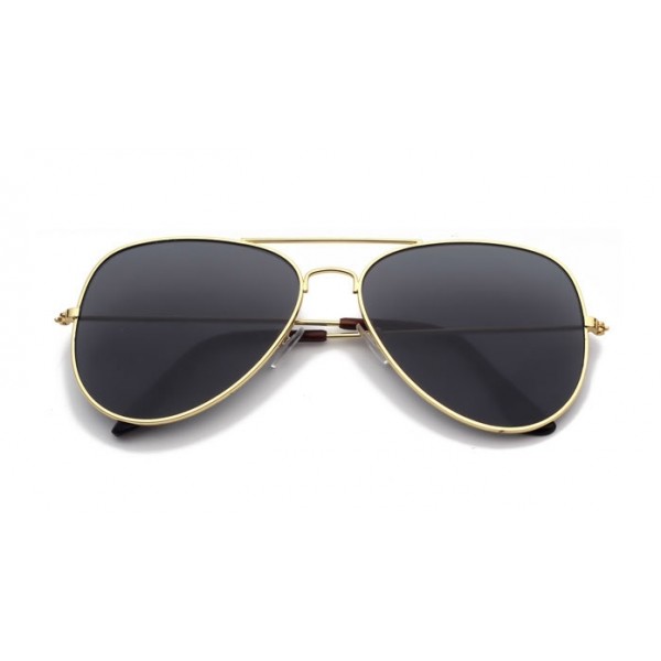 Black Oversized Aviator Rider Polarized Lens Gold Frame Vintage Sunglasses